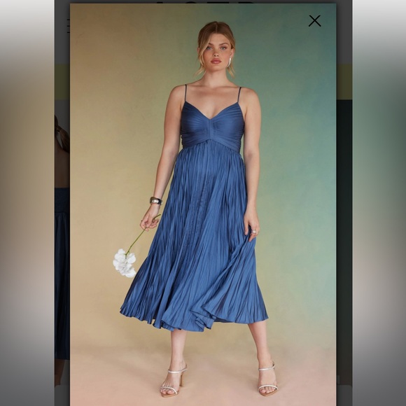 ASTR Maeve Pleated Midi Dress - Slate Blue - Picture 6 of 9